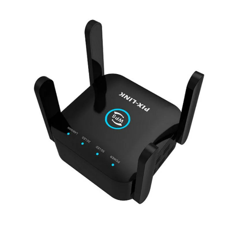 PIXLINK AC24 dual-band wireless WiFi extender router in black and white colour options