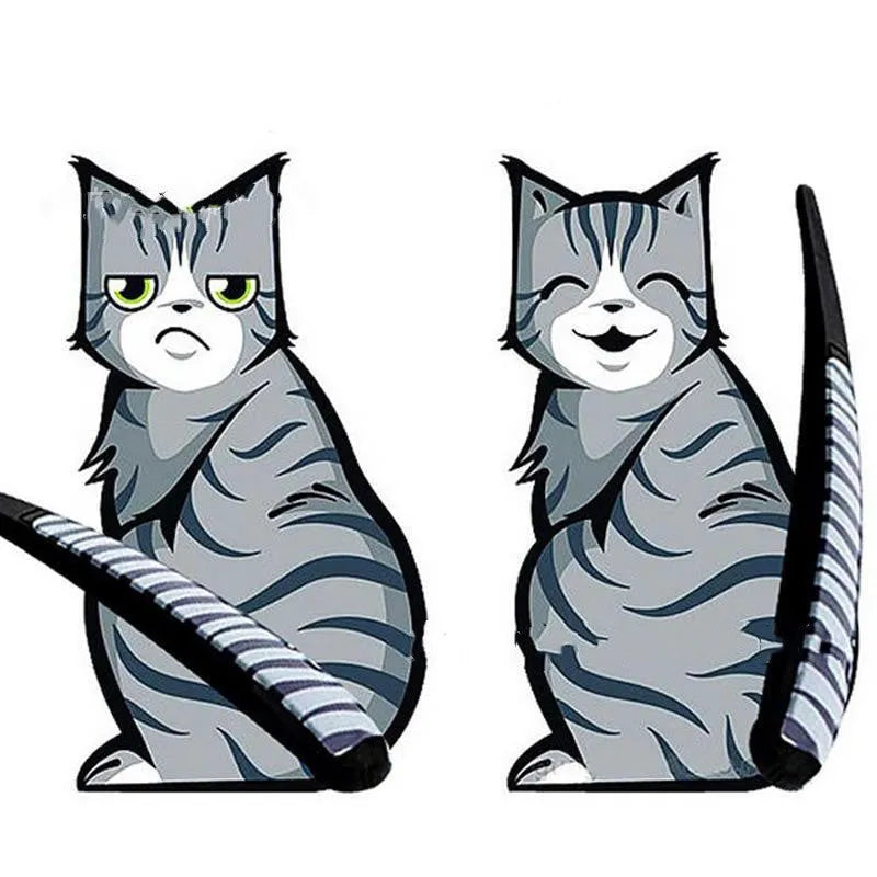 Car wiper cat smile cat sticker reflective PET 19x26cm decal with two colour options