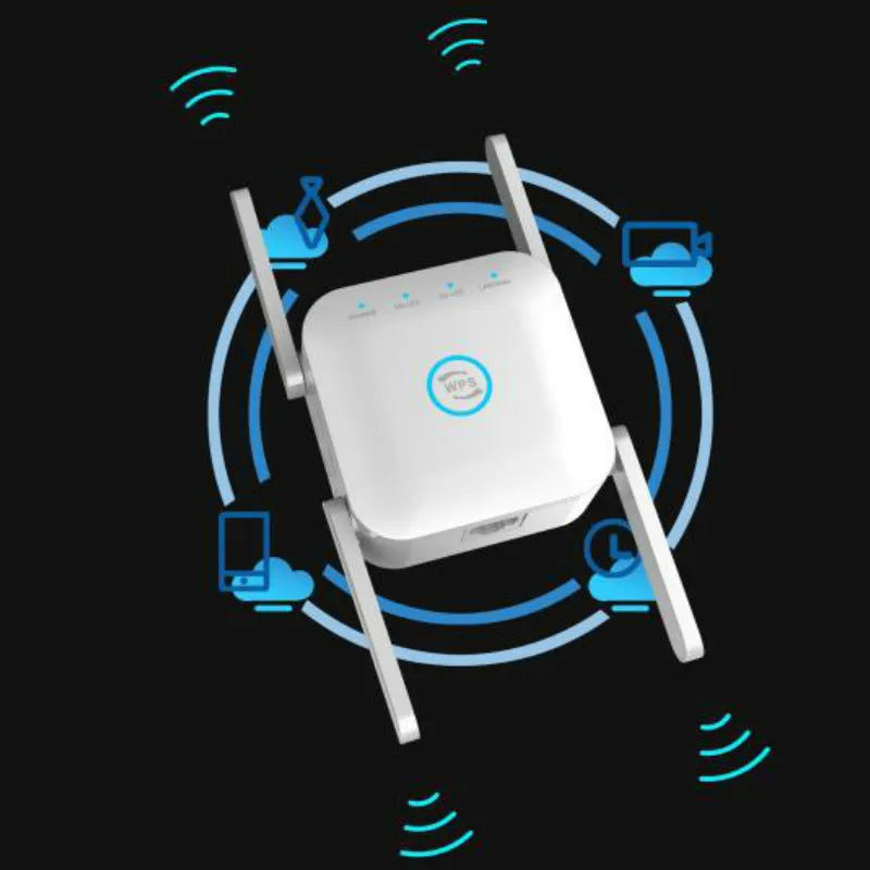 PIXLINK AC24 dual-band wireless WiFi extender router in black and white colour options