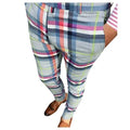 Men's streetwear plaid trousers in slim fit straight leg, blue colour option, mid waist design