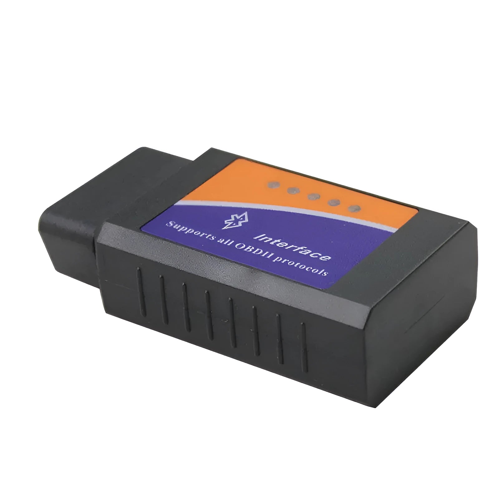 Bluetooth ELM327 OBD2 car diagnostic scanner with LED indicators and RS232 serial interface