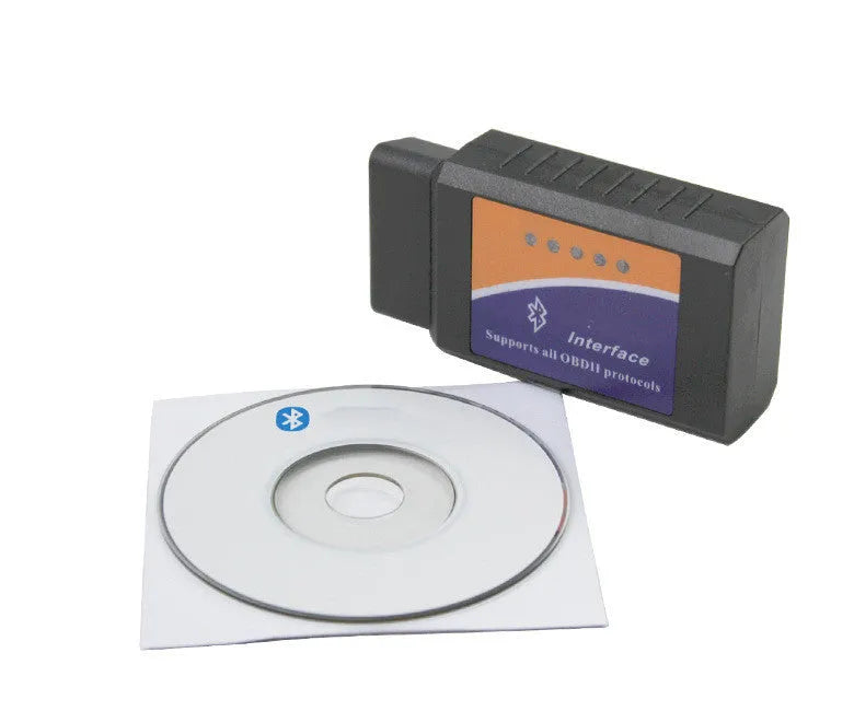 Bluetooth ELM327 OBD2 car diagnostic scanner with LED indicators and RS232 serial interface