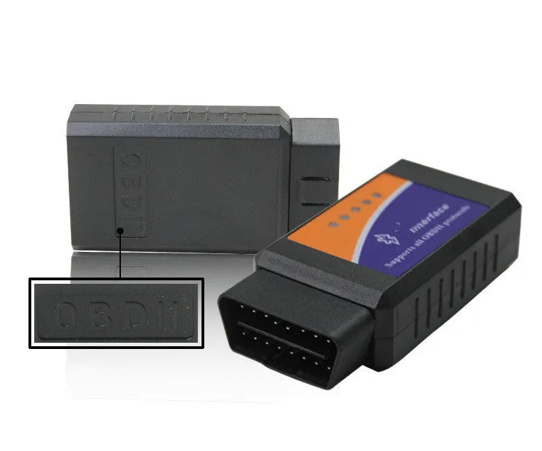 Bluetooth ELM327 OBD2 car diagnostic scanner with LED indicators and RS232 serial interface