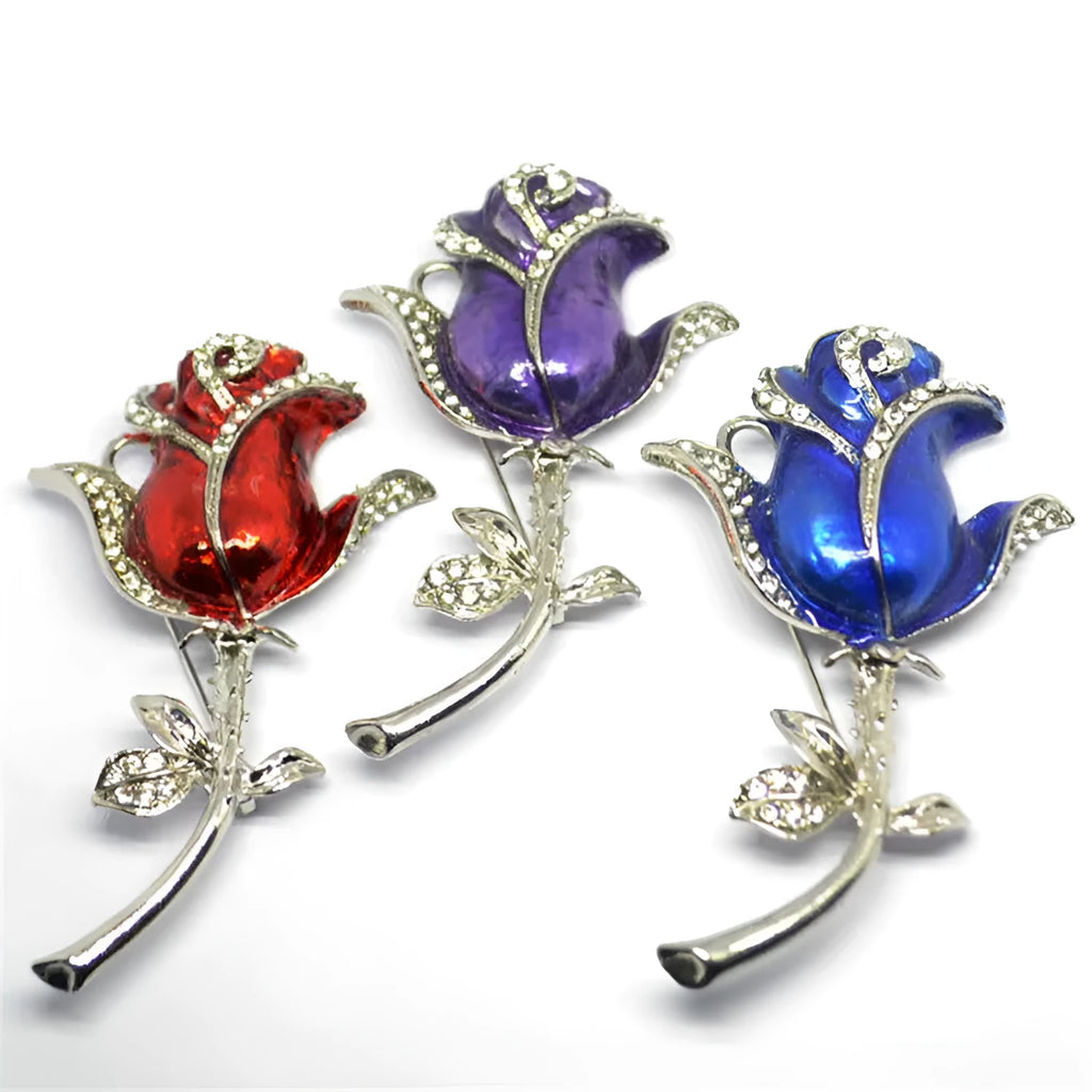 Diamond-studded metal rose flower crystal USB flash drive with USB 2.0 interface in blue colour option