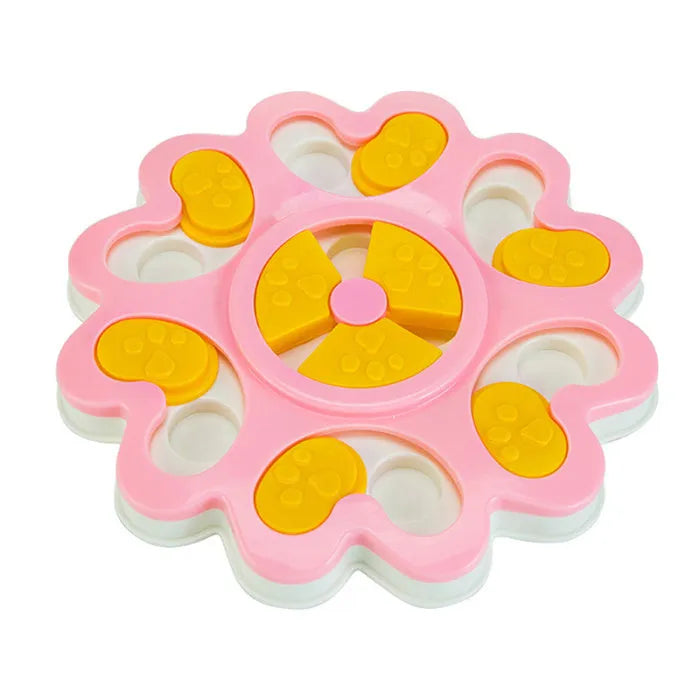 Blue dog treat-dispensing puzzle toy made of ABS plastic, 25cm size, on a light background
