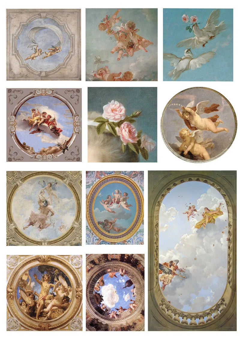 Pack of eleven European angel character sticker sheets in photo colour, sizes 4-9 cm.