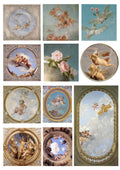 Pack of eleven European angel character sticker sheets in photo colour, sizes 4-9 cm.