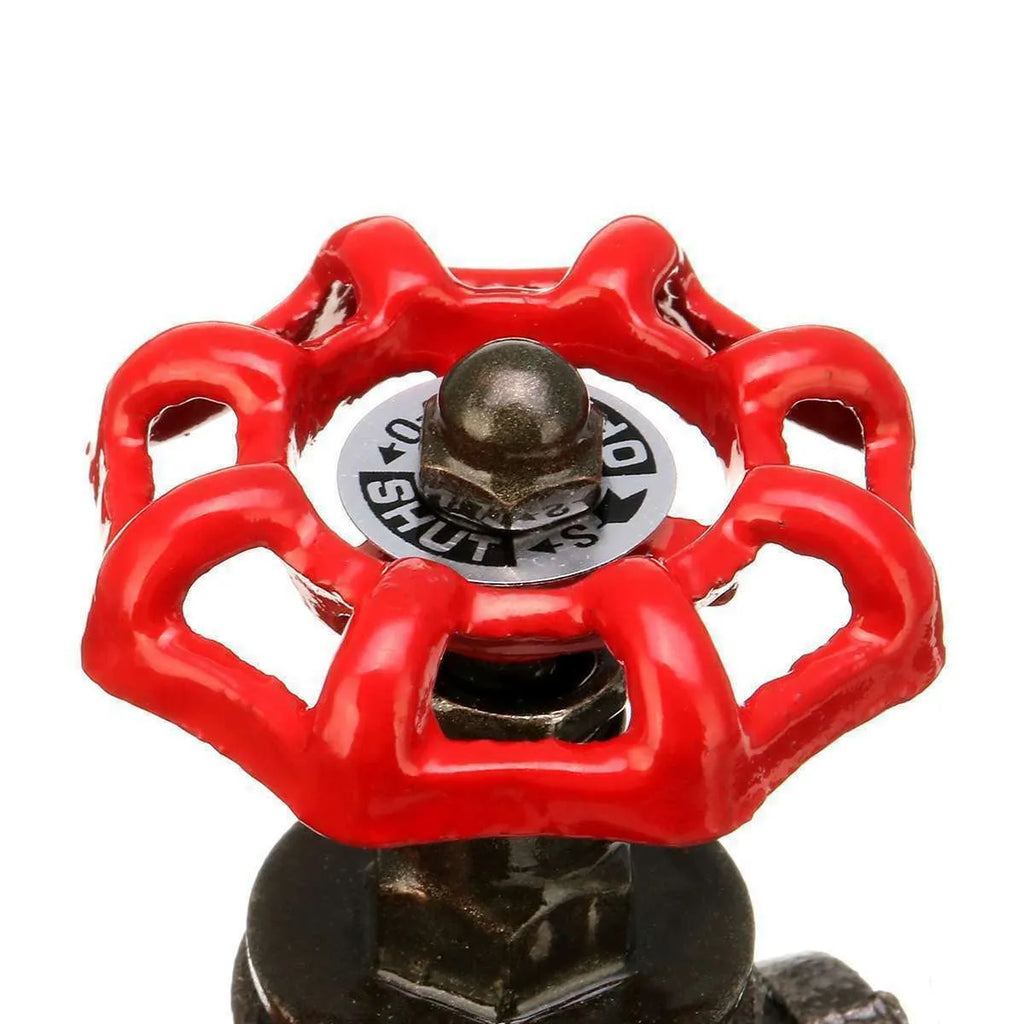 Steampunk style 3/4 industrial valve with red toggle switch in gray copper finish