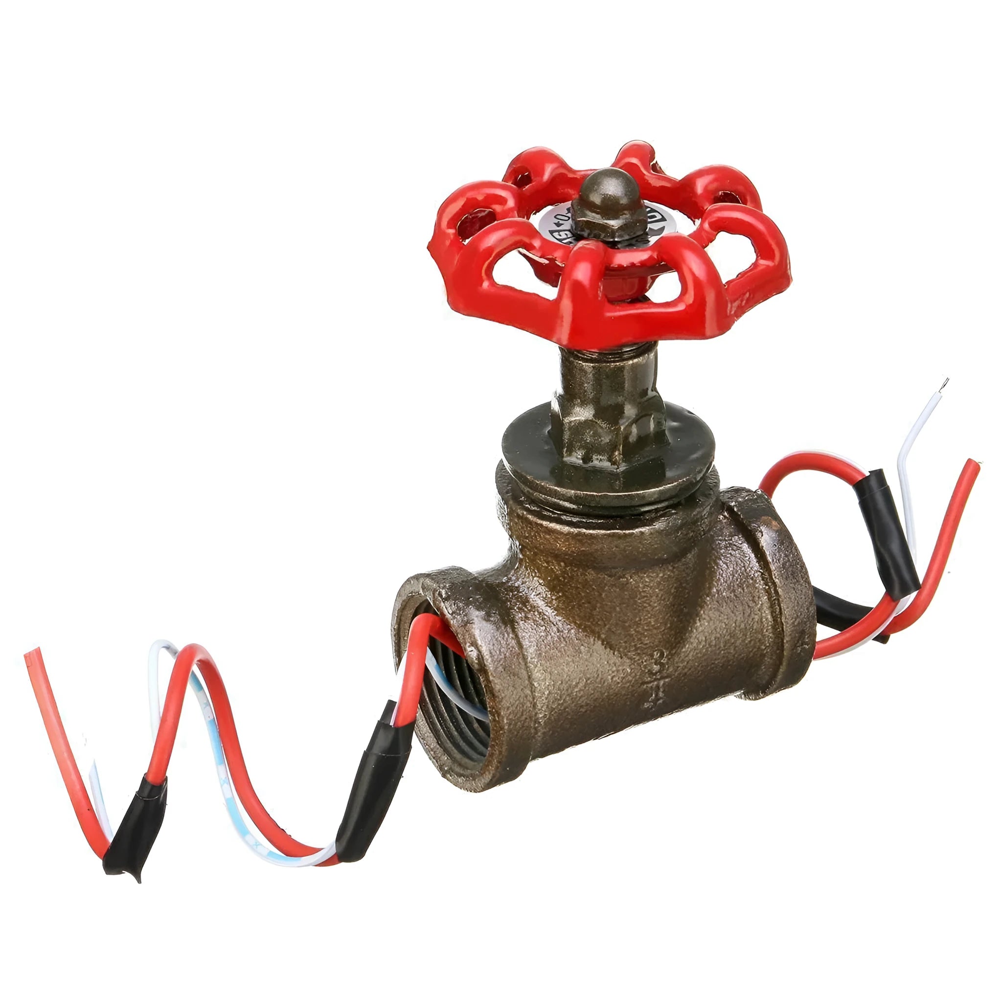 Steampunk style 3/4 industrial valve with red toggle switch in gray copper finish