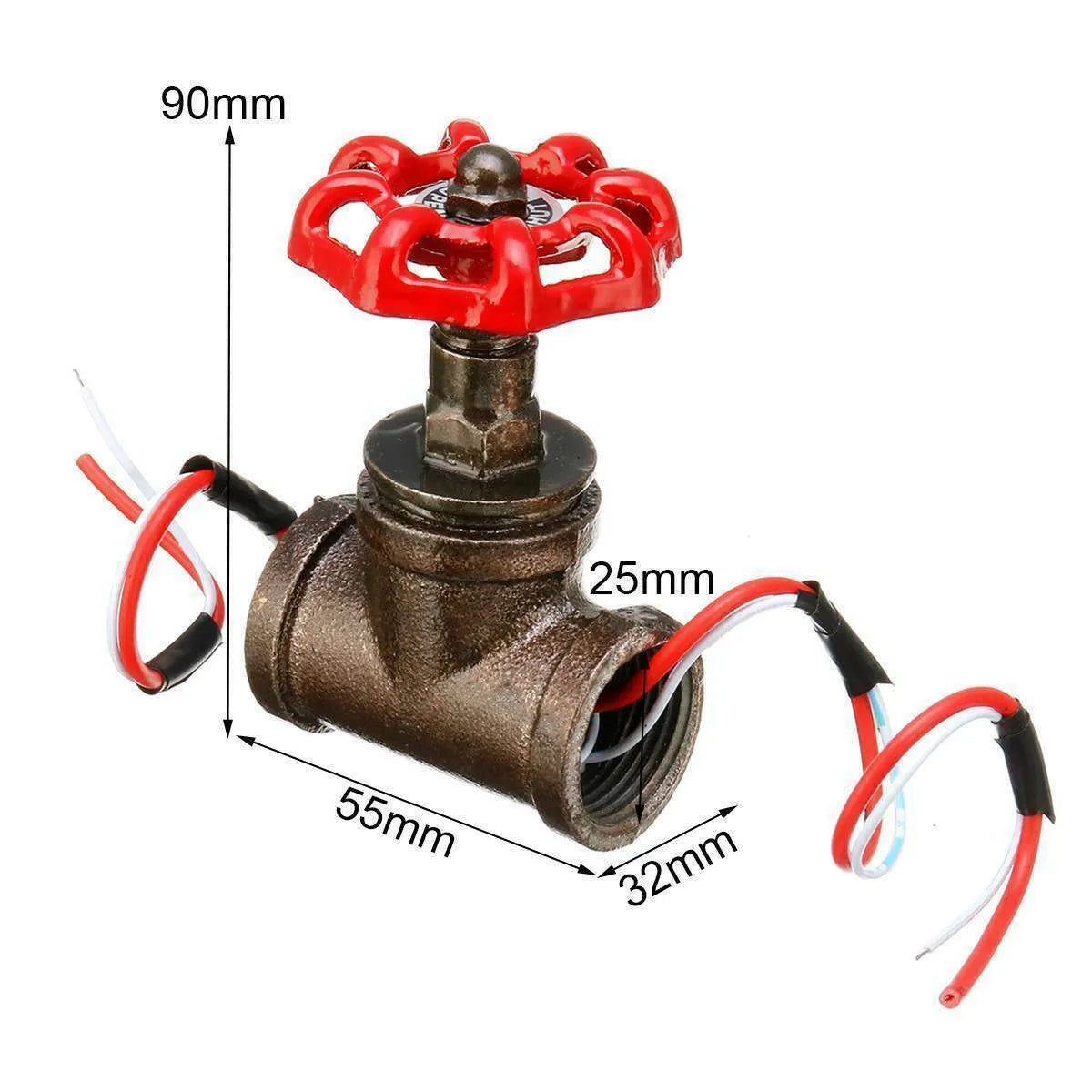 Steampunk style 3/4 industrial valve with red toggle switch in gray copper finish