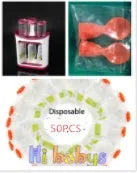 Baby food Squeeze Station machine with 4oz pouches and spoons on a table