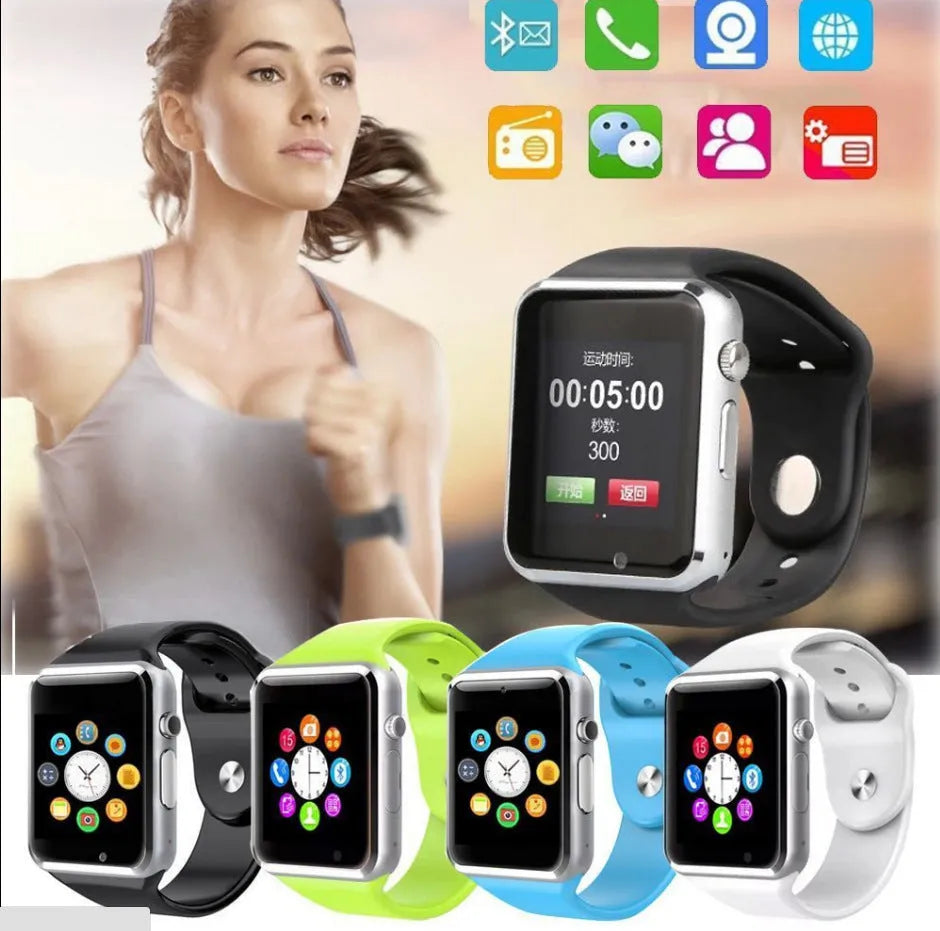 Android smart watch with 1.54-inch screen, GSM phone and camera functions in multiple colour options