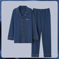 Antarctic men's pure cotton pyjama set in solid colour with long sleeves and elastic waist trousers