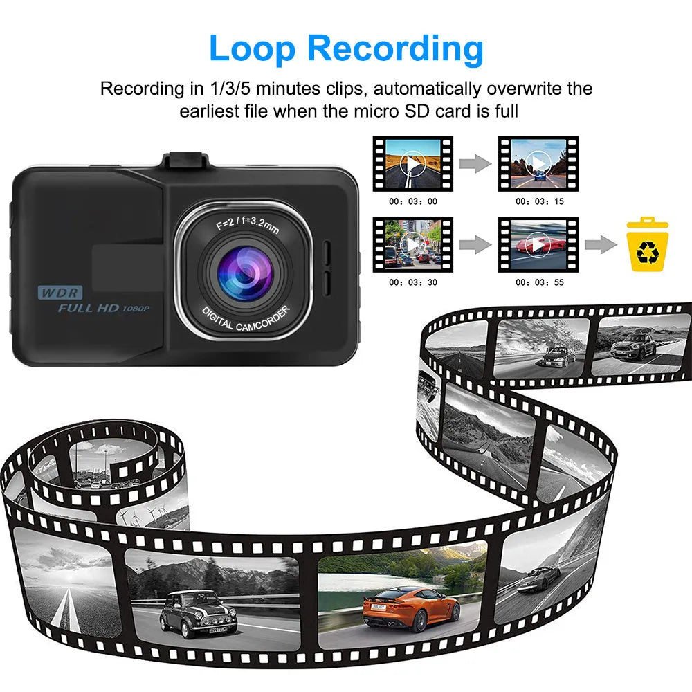 HD night vision driving recorder with 3 inch screen and 140 degree lens compact size