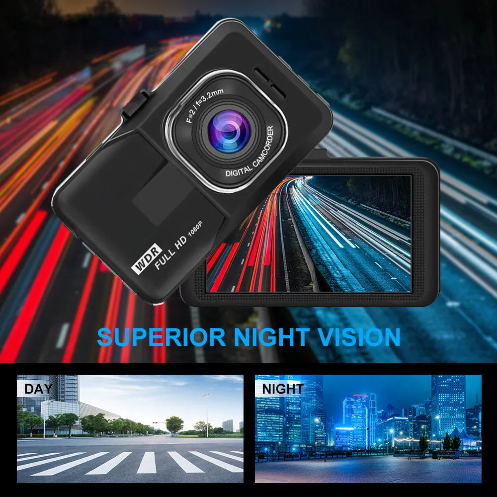 HD night vision driving recorder with 3 inch screen and 140 degree lens compact size