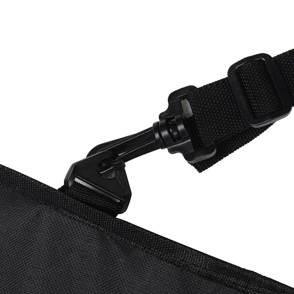 Black waterproof pet car mat with universal fit for five-seater vehicles, measuring 23x15x4cm