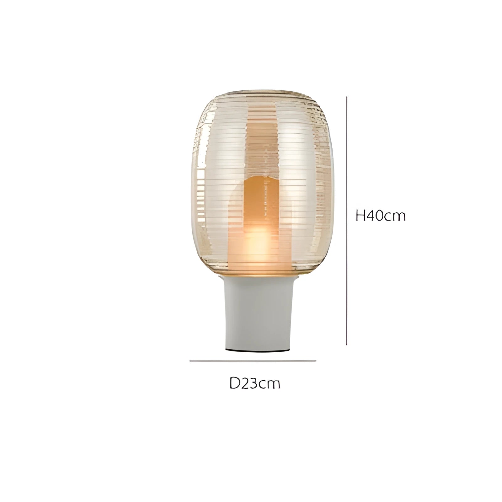 Modern glass table lamp in cognac colour with Nordic design and push button.