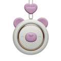 Mini bladeless neck band fan with hanging rope shown in blue, green, pink, and purple colour options.