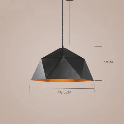 Individual single head geometric iron chandelier with 25cm diameter in black or white