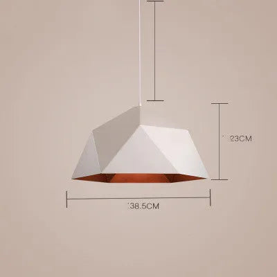 Individual single head geometric iron chandelier with 25cm diameter in black or white