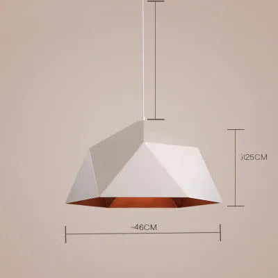 Individual single head geometric iron chandelier with 25cm diameter in black or white