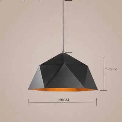 Individual single head geometric iron chandelier with 25cm diameter in black or white