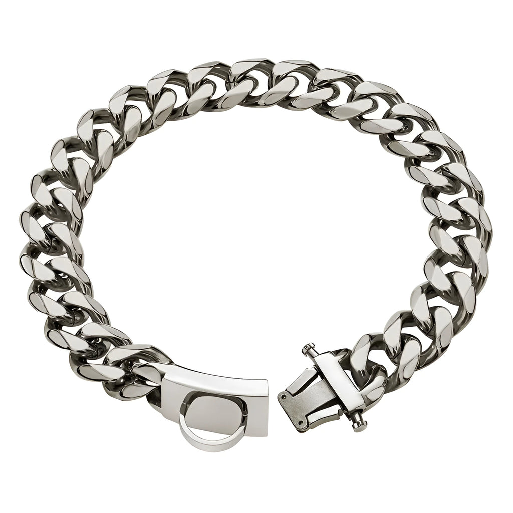 Stainless steel anti-bite dog collar 19mm chain width for medium and large breeds in black colour
