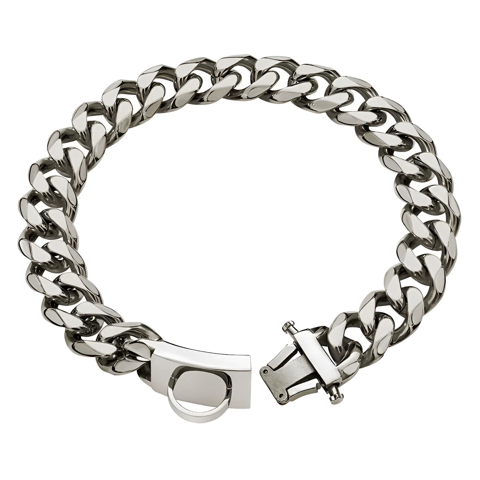 Stainless steel anti-bite dog collar 19mm chain width for medium and large breeds in black colour