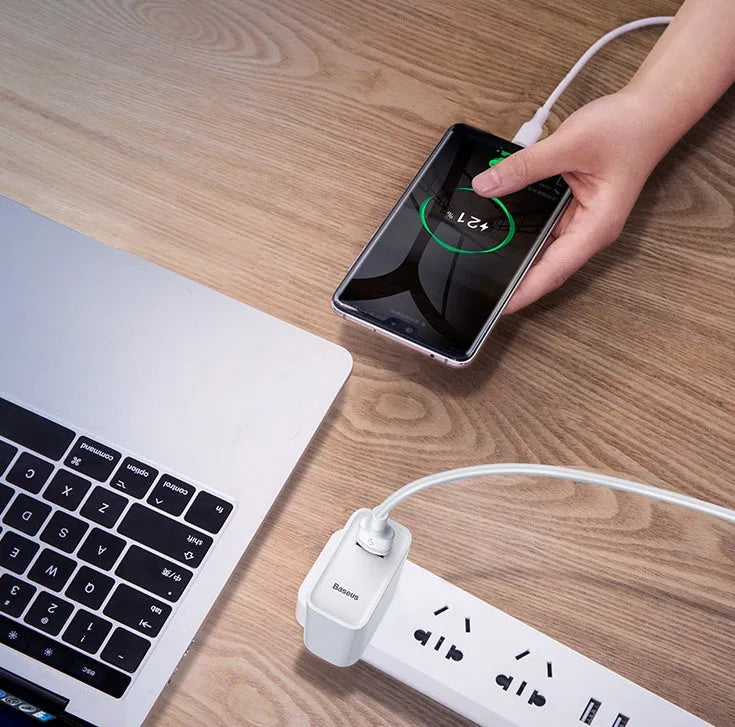 Black and white Baseus Android Micro USB charging cable with thick bold cord and 5A flash charge.