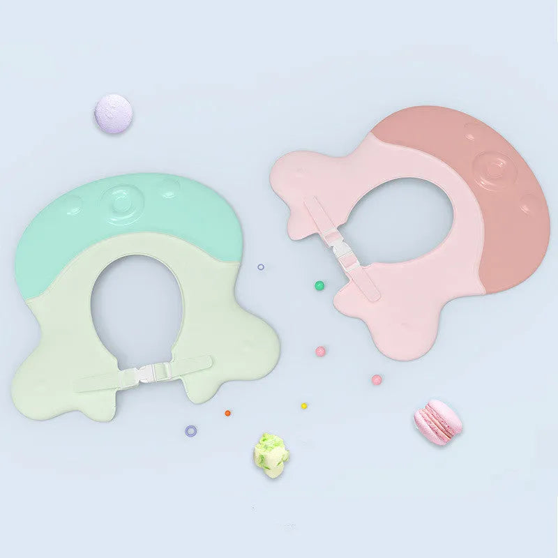 Cute little octopus baby shower cap in light pink and light blue designs made from PE material