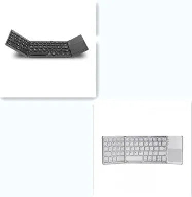 Folding Bluetooth keyboard with 64 ABS keys and black colour, folded for travel