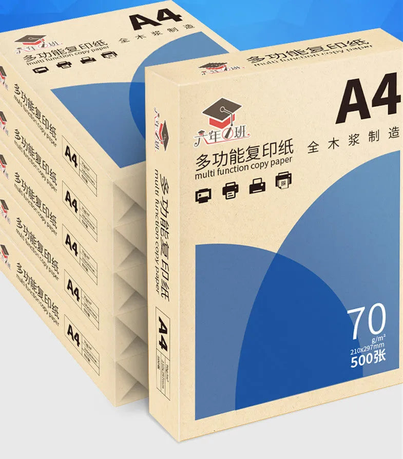 White A4 70gsm copy paper sheets in a bagged pack of 500 for office and home printing