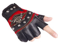 Hip hop break dancing skull gloves half finger imitation leather non-slip unisex free size black blue red