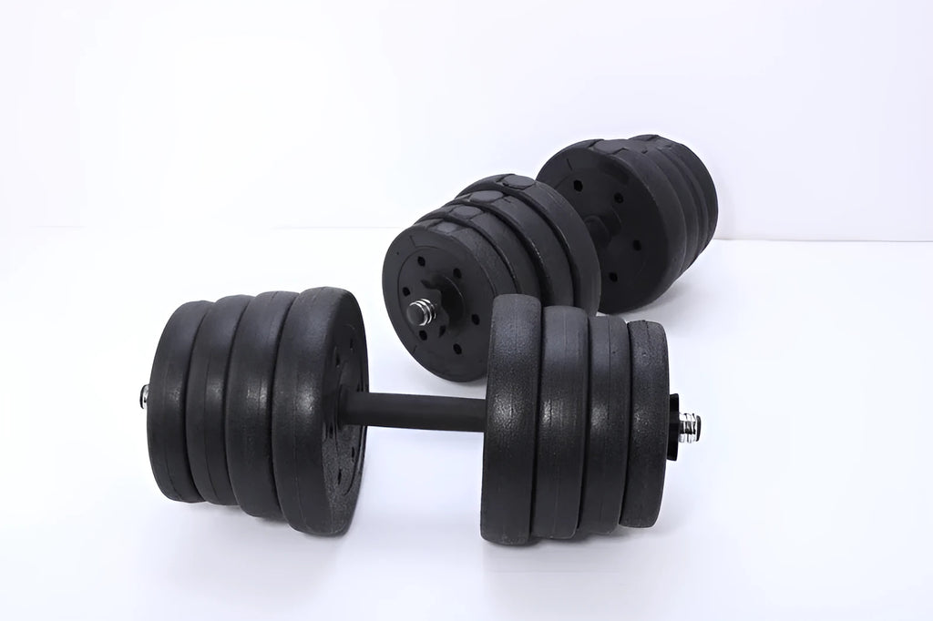 20 kg pair round head rubber coated dumbbells black HDPE grip home gym equipment