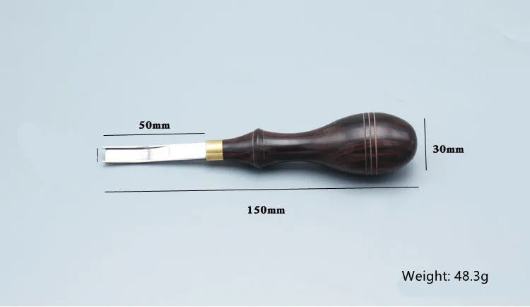 Leather handle wide shovel edge thinning knife with sectional cutting design