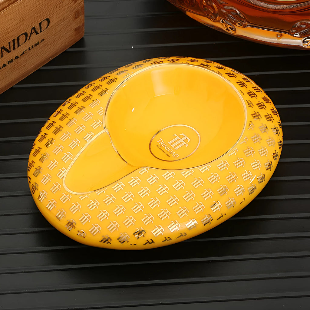 Ceramic portable cigar ashtray extinguisher in black colour with handcrafted finish