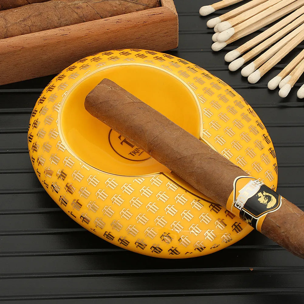 Ceramic portable cigar ashtray extinguisher in black colour with handcrafted finish