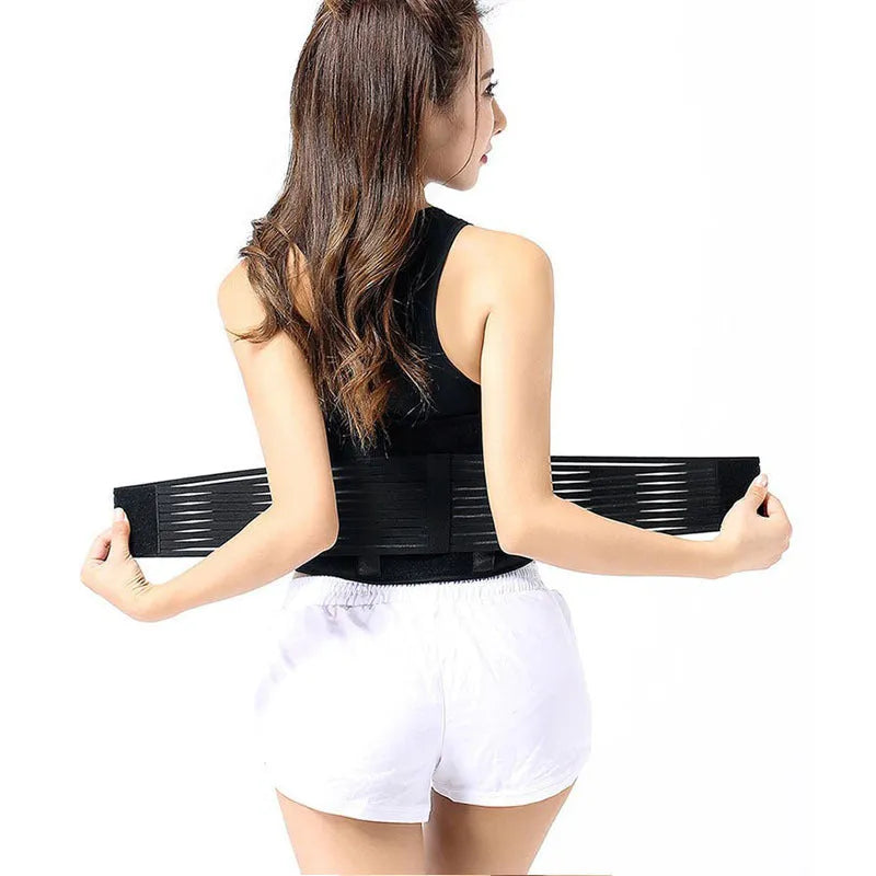 Self-heating magnetic waist protection belt in black colour for lumbar muscle strain support