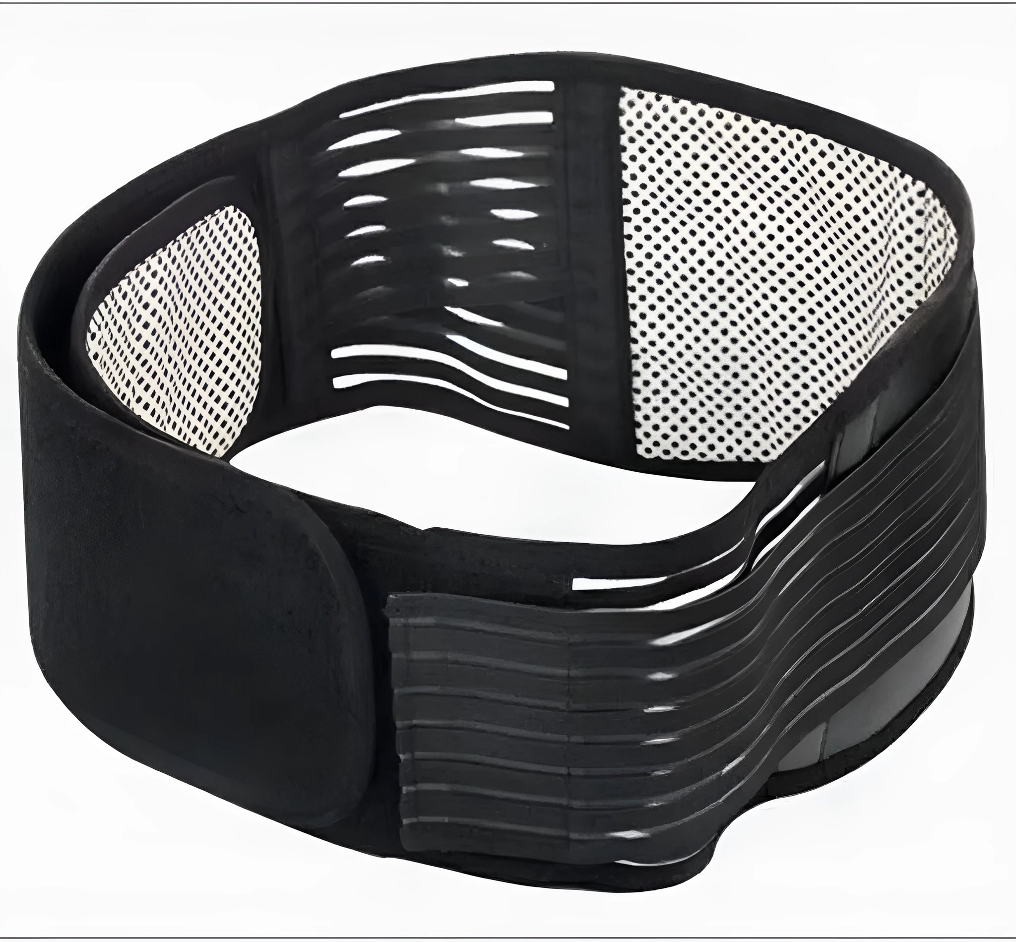 Self-heating magnetic waist protection belt in black colour for lumbar muscle strain support
