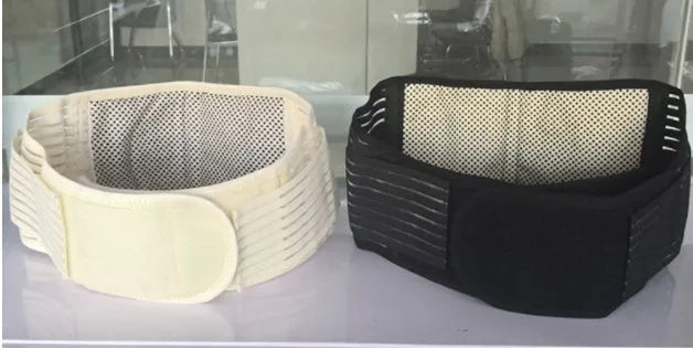 Self-heating magnetic waist protection belt in black colour for lumbar muscle strain support