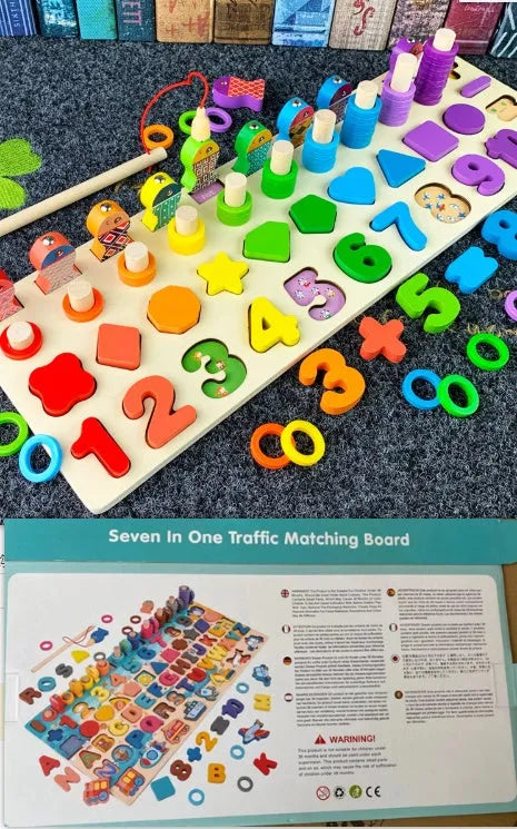 Wooden Montessori arithmetic magnetic matching building block toy for 3D preschool children educational play