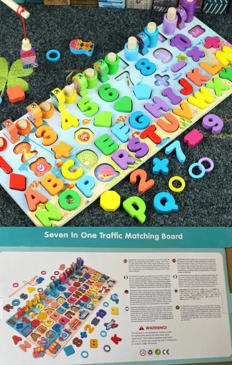 Wooden Montessori arithmetic magnetic matching building block toy for 3D preschool children educational play
