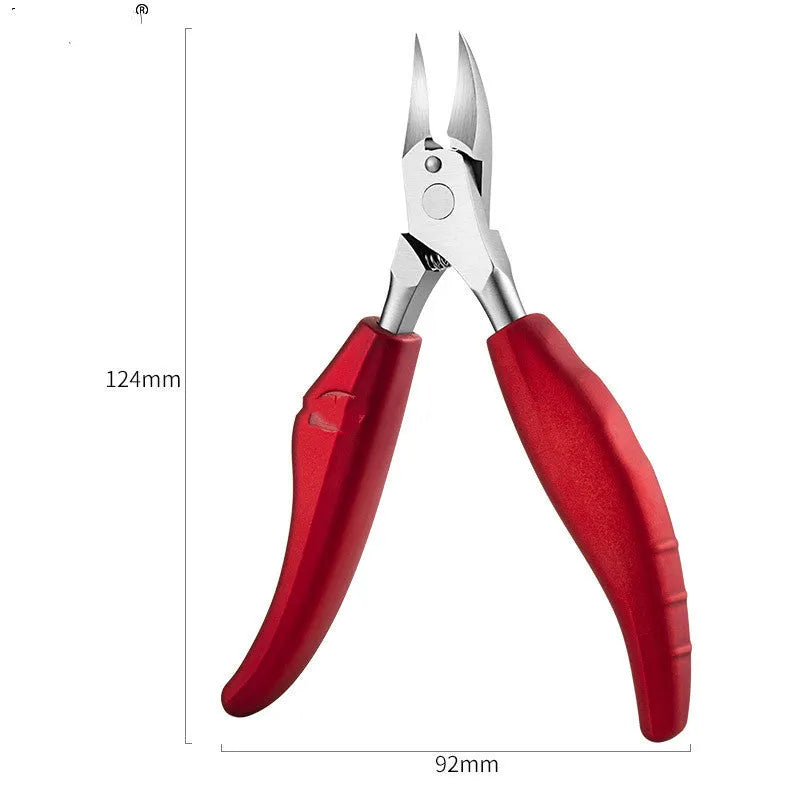 Stainless steel nail clippers set with ABS handles in multiple colours including red and black olecranon dead skin scissors