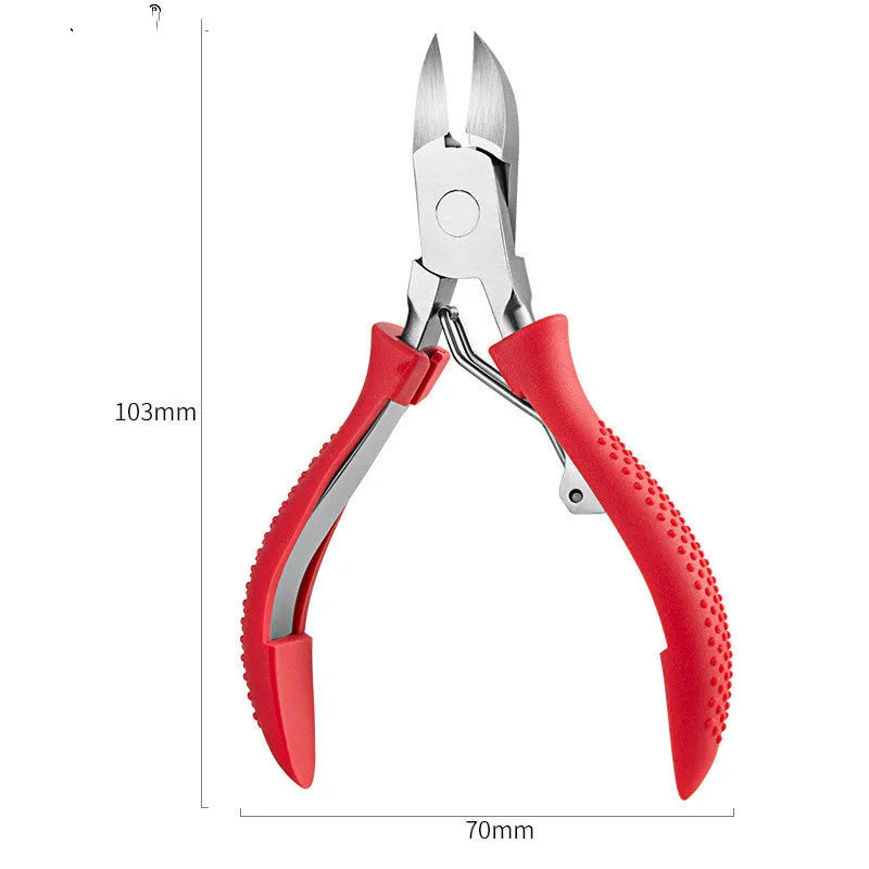 Stainless steel nail clippers set with ABS handles in multiple colours including red and black olecranon dead skin scissors
