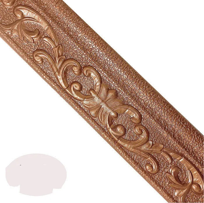 Medium self-adhesive decorative skirting line with a modern grid pattern, shown in a gold colour option.