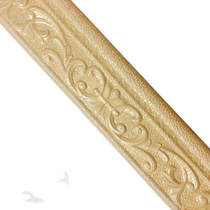 Medium self-adhesive decorative skirting line with a modern grid pattern, shown in a gold colour option.