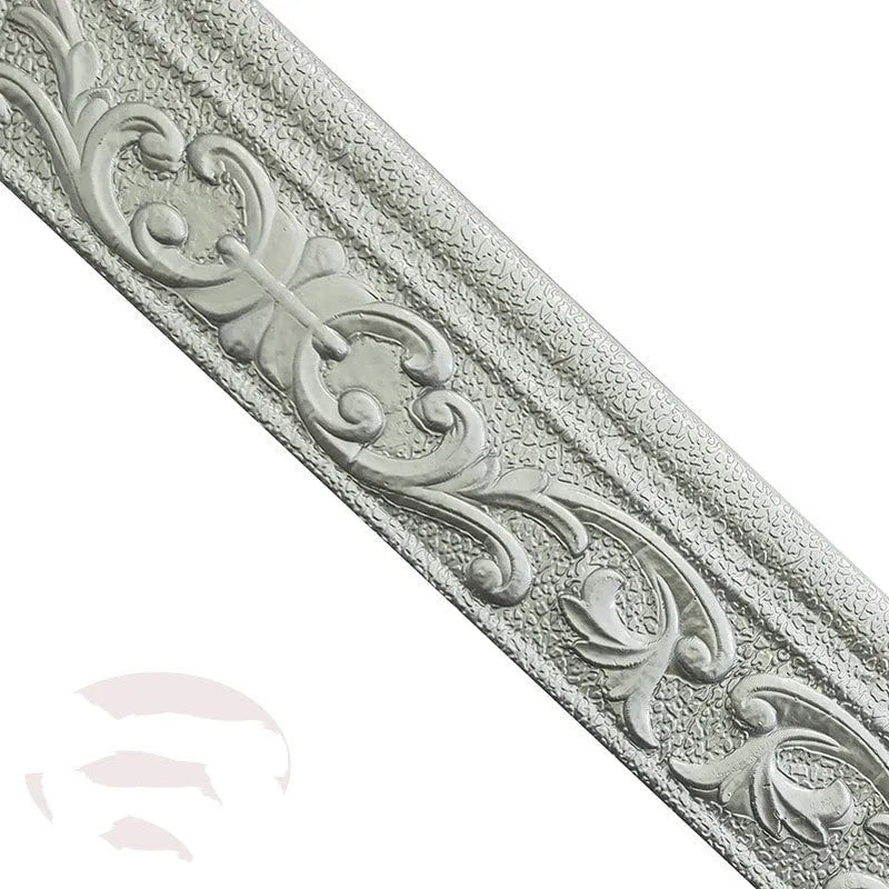 Medium self-adhesive decorative skirting line with a modern grid pattern, shown in a gold colour option.