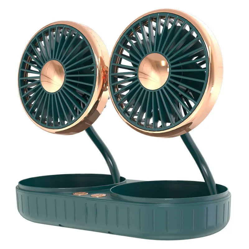 Double-headed hose USB fan in black silver with rotating silicone hose and 140cm cable