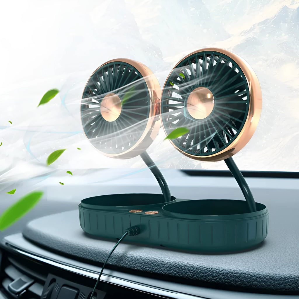 Double-headed hose USB fan in black silver with rotating silicone hose and 140cm cable