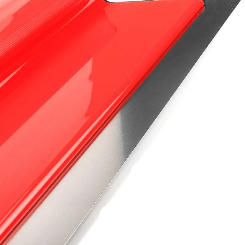 Red leveling scraper with 40cm blade for putty scraping and wallpaper pasting work